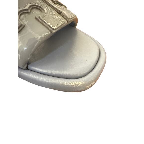 Tory‎ Burch Double T Sport Slide Sandal in Blue Patent Leather Size 7.5 - Picture 6 of 6